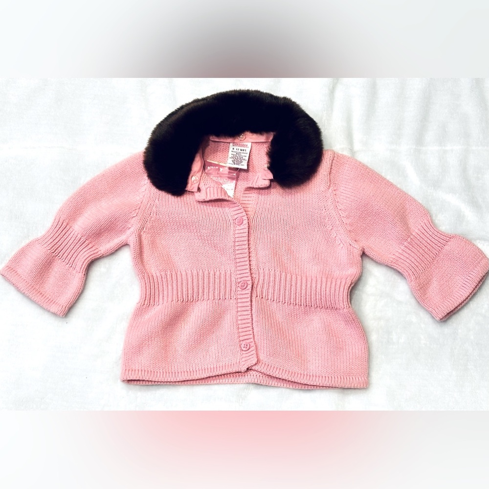 NWT Gymboree 6-12 month baby girl GIRAFFE CLUB Vintage PINK Cardigan Sweater HTF